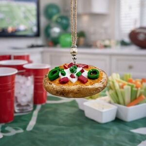 Loaded Potato Skin Ornament - Handmade Game Day Kitchen Decor, Mini Food Gift
